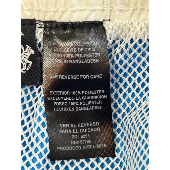 Beverly Hills Polo Club Men’s Swim Trunks M Blue White Trim Cargo Pockets Logo - Picture 14 of 16